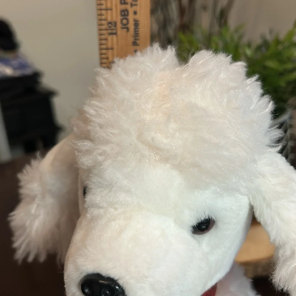 FAO Schwarz Plush Poodle White Stuffed Dog Animal Toy Approx‎ 12in
